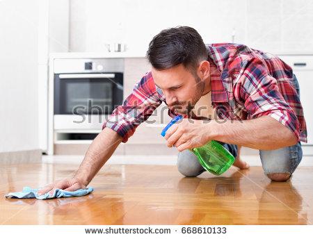 Housekeeper-scrubbing-floors-with-bottle-2 - Superior Housekeeping Service, LLC Where Exceptional Service & Affordability Meet!